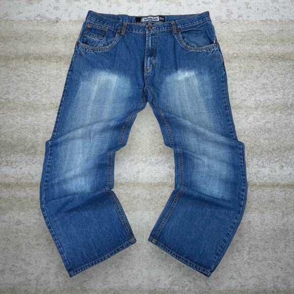 Vintage Y2K Roadblock Skater Wide Leg Jeans 40x32 Baggy Dark Wash Denim Rap - Picture 2 of 4